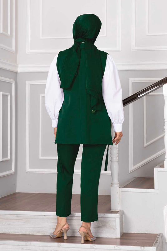 بدلة حجاب من قطعتين، لون زمرد