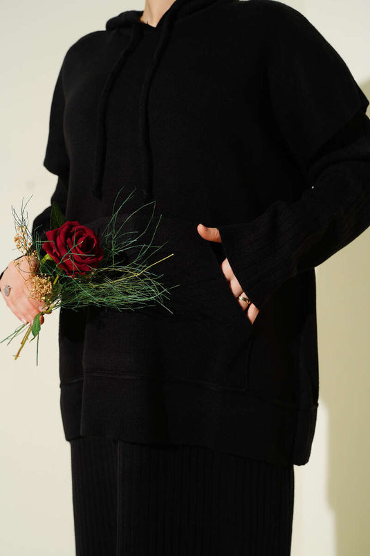 Vested Gilet Dress Knitwear Two Piece Suit Black