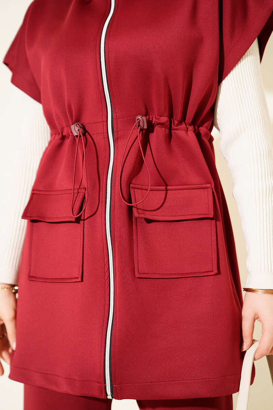 Yelekli Scuba İkili Takım Bordo