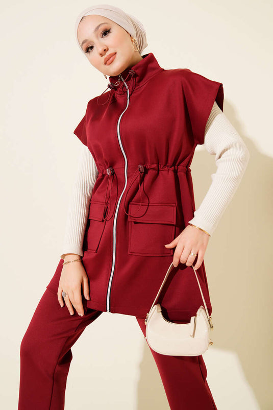 Yelekli Scuba İkili Takım Bordo