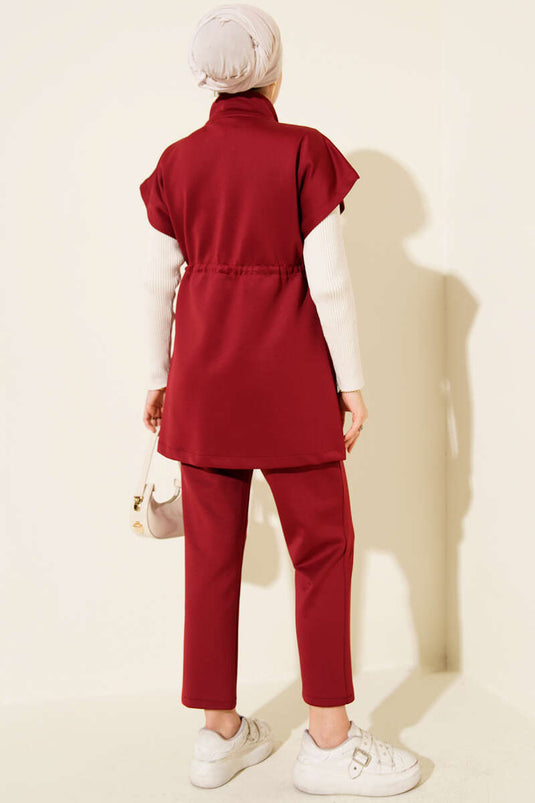 Yelekli Scuba İkili Takım Bordo