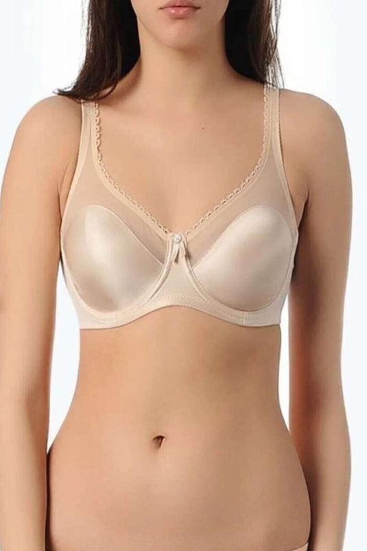 New İnci Underwire Transparent Detailed Minimizer Bra C Ten