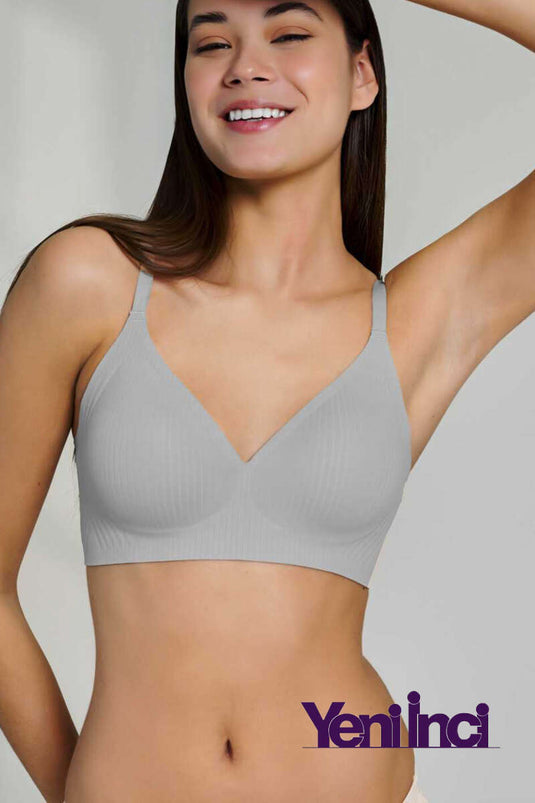 Yeni İnci Bra Woow Thin Striped Bra Gray