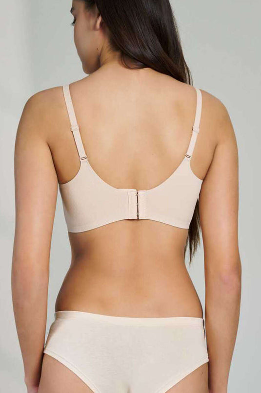 Soutien-gorge New Pearl Bra Woow à fines rayures beige