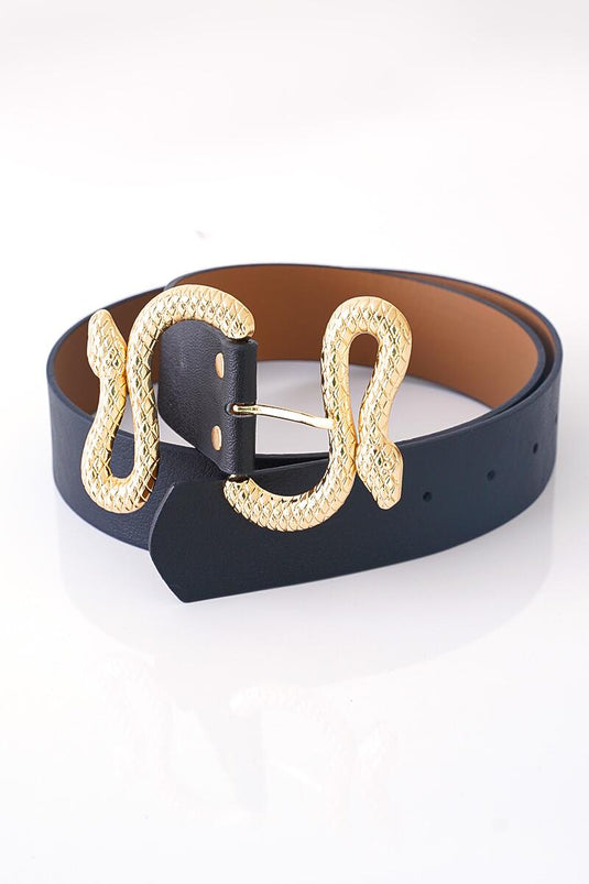 Black Belt with Snake Detail Buckle
