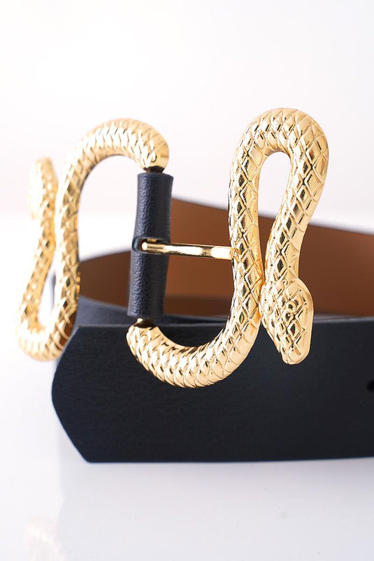 Black Belt with Snake Detail Buckle