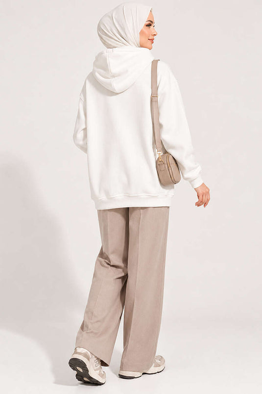 Star Embroidered Three-Thread Sweatshirt In Ecru