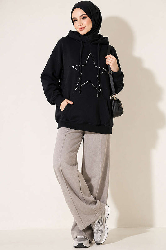 Star Embroidered Triple Layer Sweatshirt Dark Navy