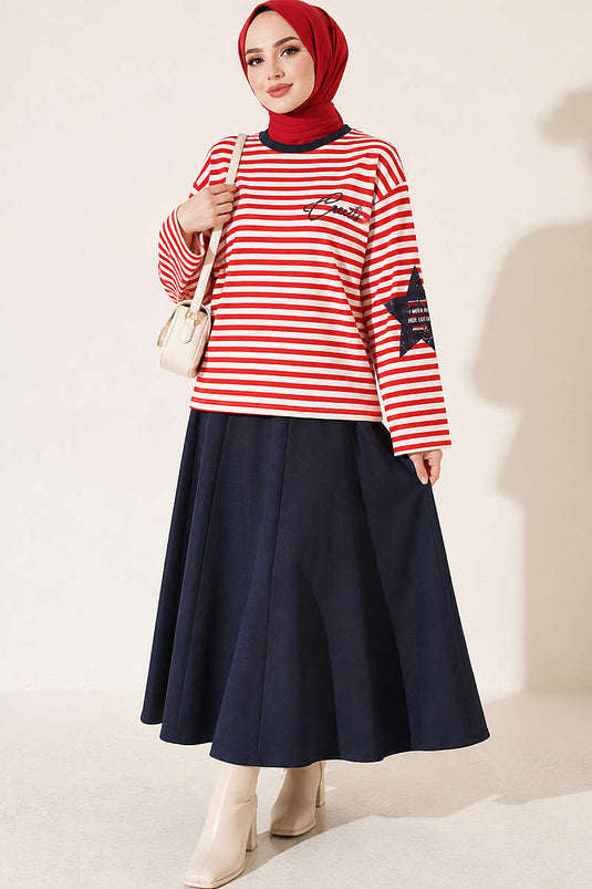 Sterprint Gestreepte Sweatshirt Rood