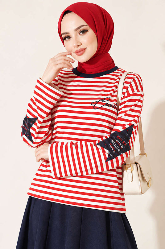Sterprint Gestreepte Sweatshirt Rood