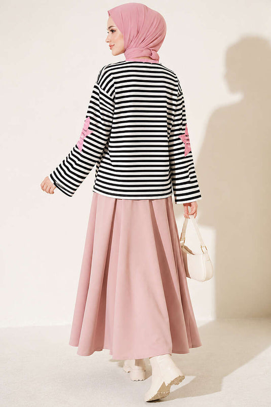 Rosa Gestreiftes Sweatshirt Mit Sternenmuster