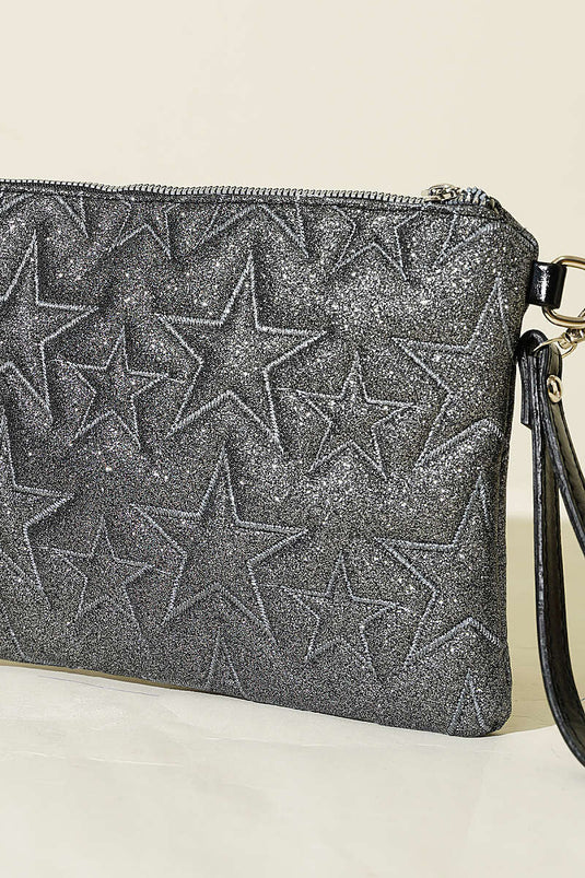 Sac zippé à couture étoile gris fumé