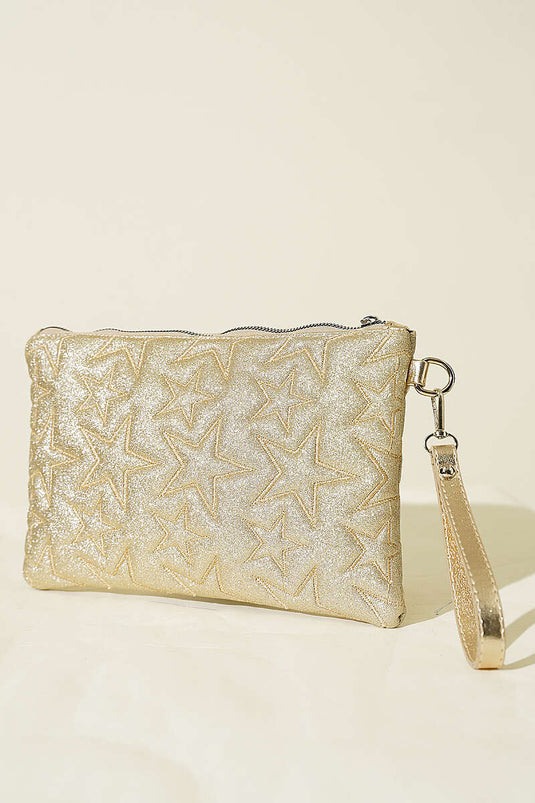 Sac zippé à couture étoile or