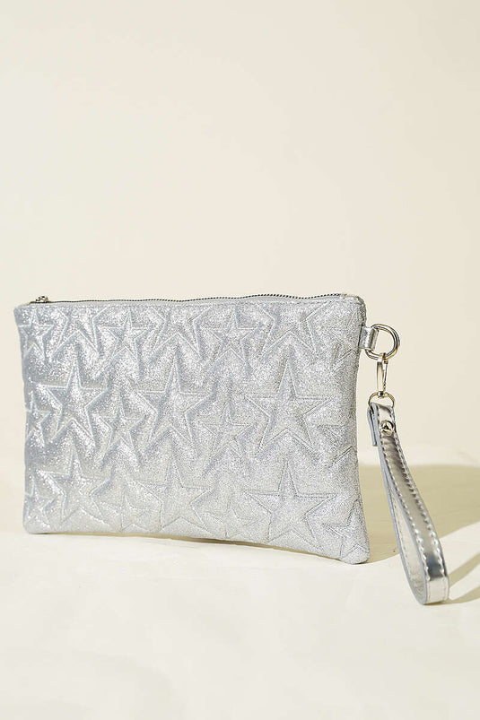 Sac zippé à couture étoile argenté