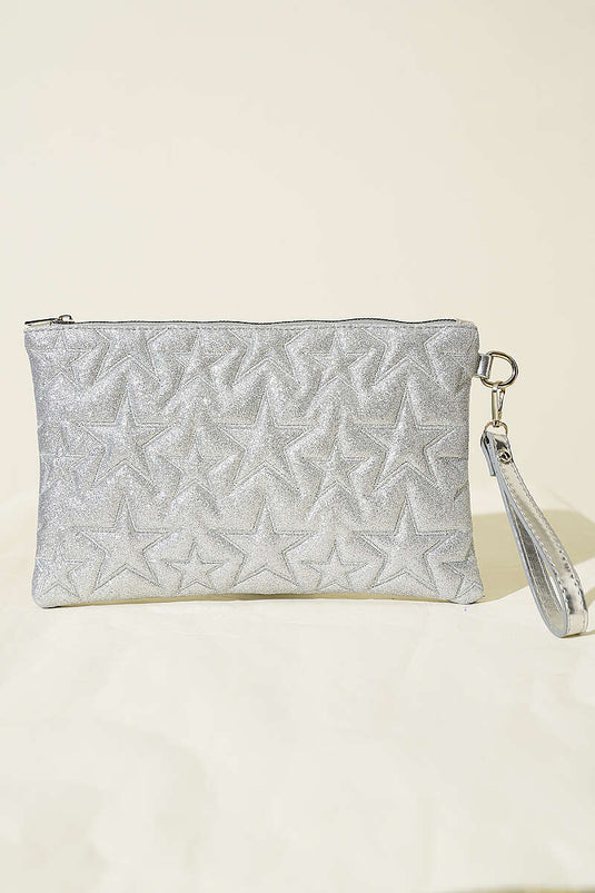 Sac zippé à couture étoile argenté