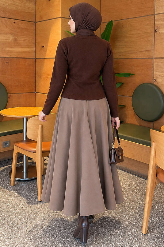 Braune Stern-Knitted-Cardigan Mit Knöpfen
