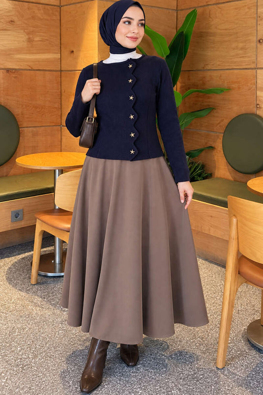 Gestreifter Knitted Cardigan Mit Sternen Marine