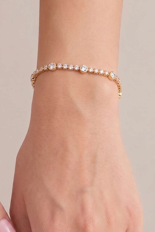 Mini Stone-Detail Thin Bracelet Gold