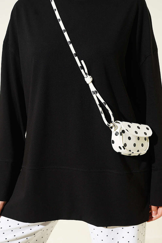 Yırtmaç Detaylı Basic Tunik Siyah