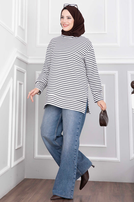 Oysho Streifen Tunika Mit Schlitz Navy