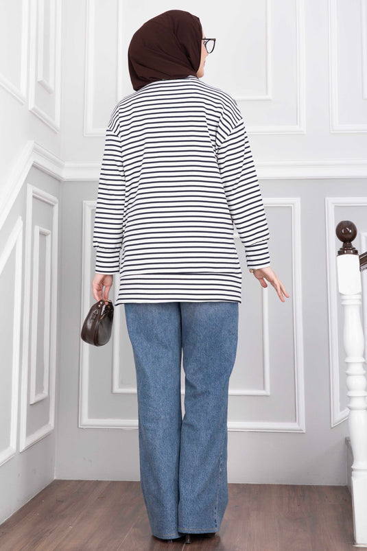 Oysho Streifen Tunika Mit Schlitz Navy