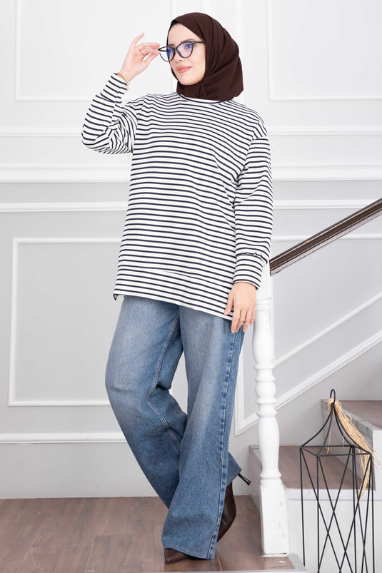 Oysho Streifen Tunika Mit Schlitz Navy