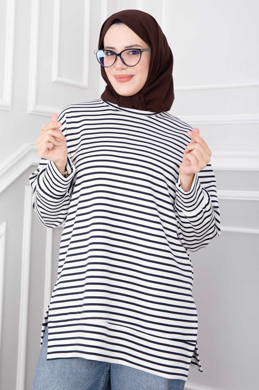Oysho Streifen Tunika Mit Schlitz Navy
