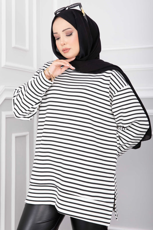 Tunique Oysho Rayée Avec Fente Noire