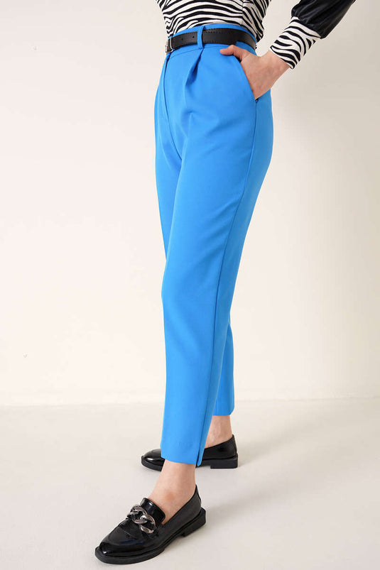 Indigo Trousers with Slit Belt