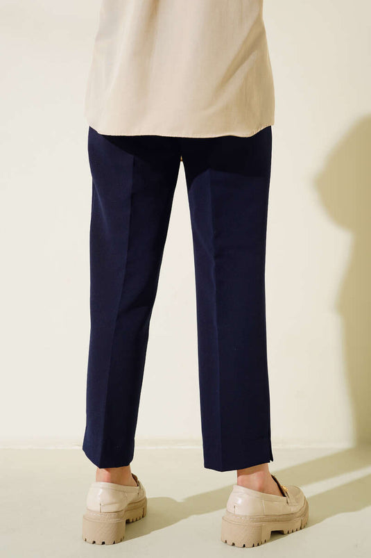 Pantalon fendu avec ceinture bleu marine