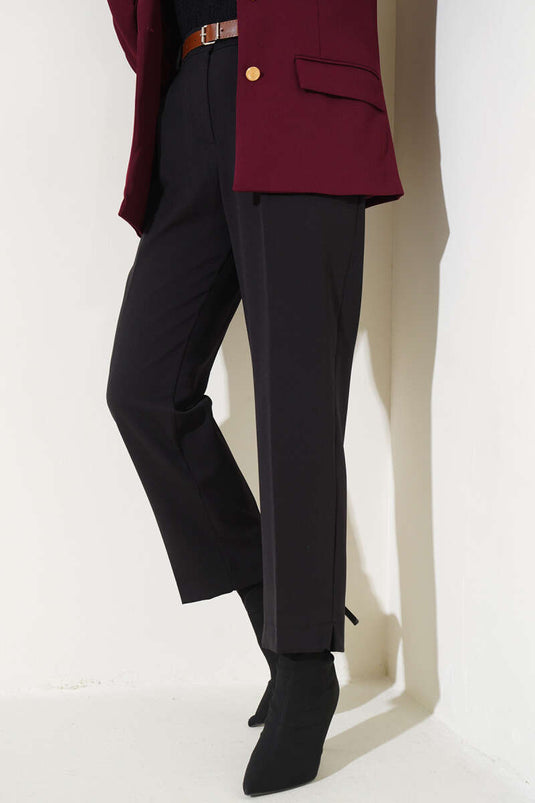 Slit Belted Trousers Black