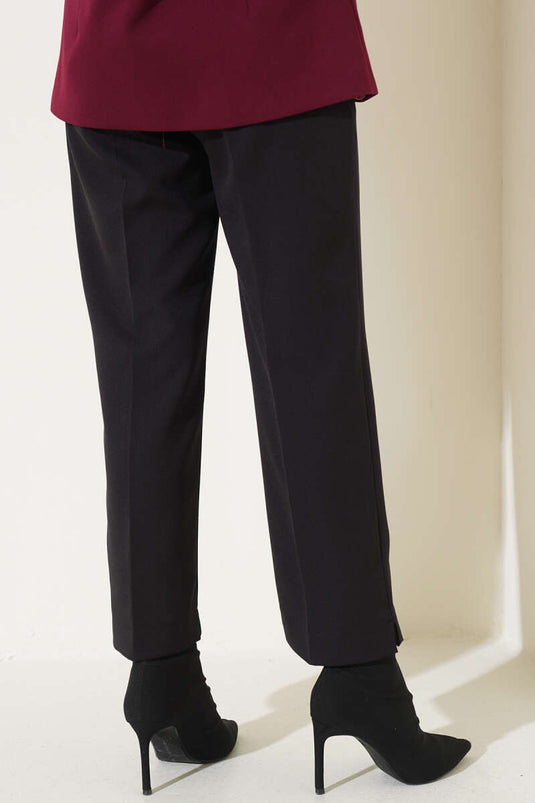Slit Belted Trousers Black