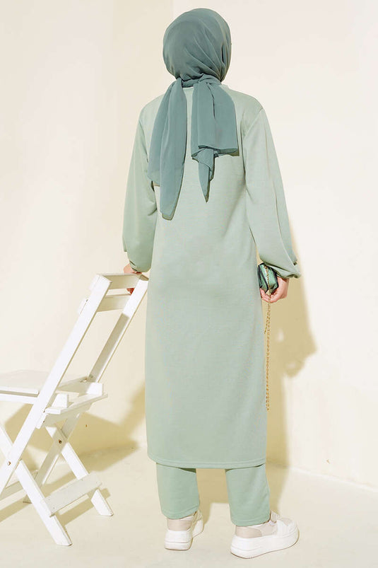 Costume 2 pièces long avec fente, Çağla Green