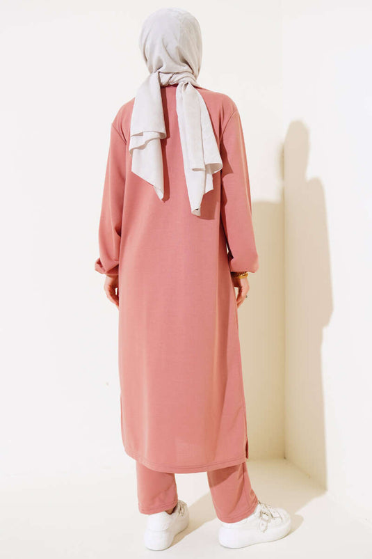 Slit Long Double Suit Dusty Rose