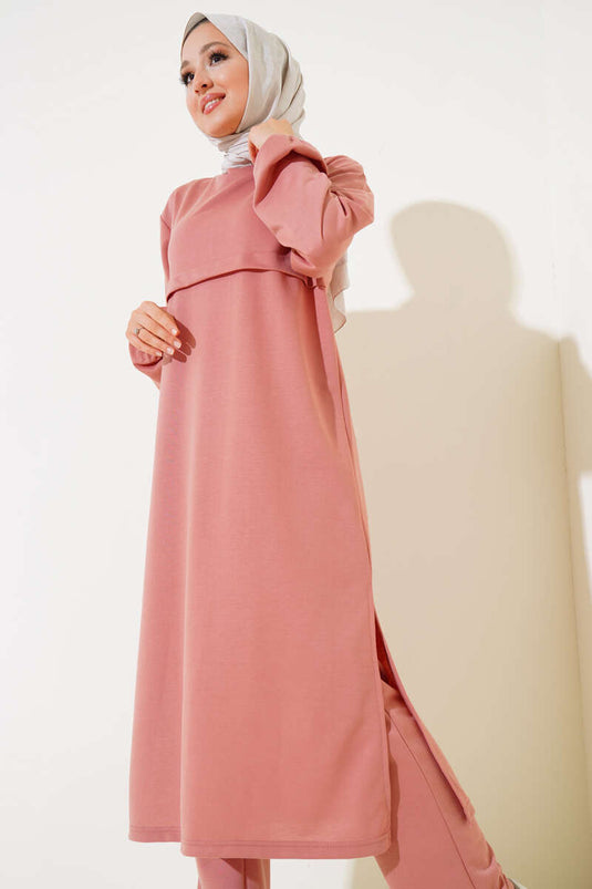 Slit Long Double Suit Dusty Rose