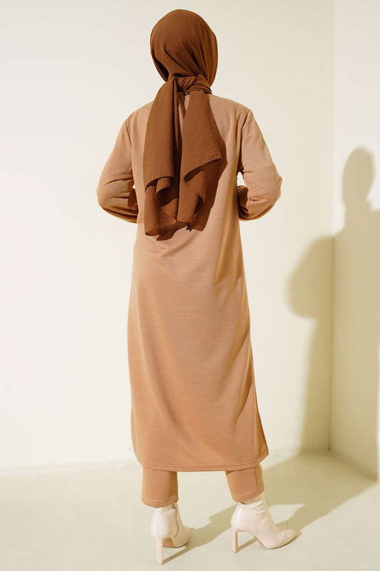 Yırtmaçlı Uzun İkili Takım Latte