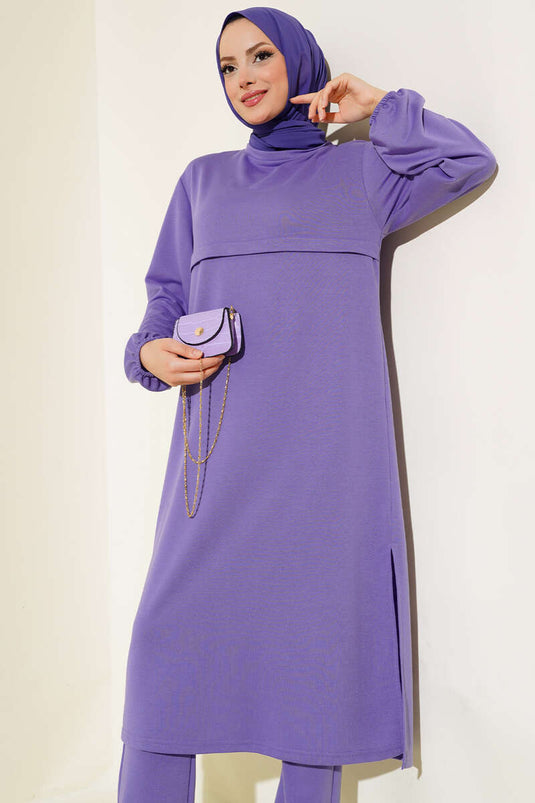 Long Double-breasted Suit Lilac