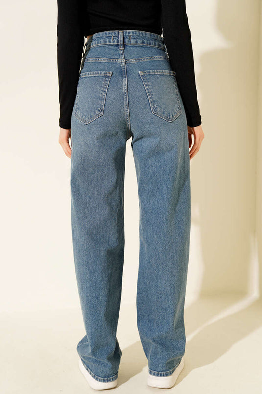 Pantalon ample taille haute teinté