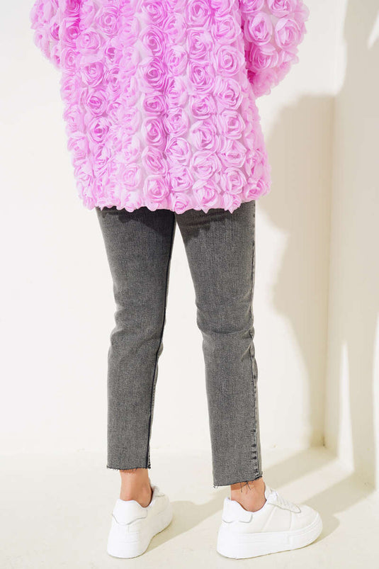 Yüksek Bel Boru Paça Kot Pantolon Füme