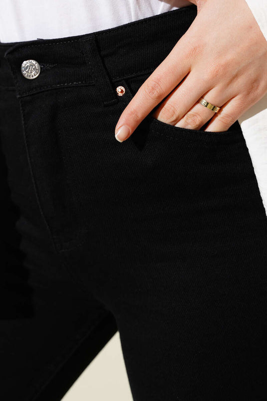 High Waist Straight Jeans Black