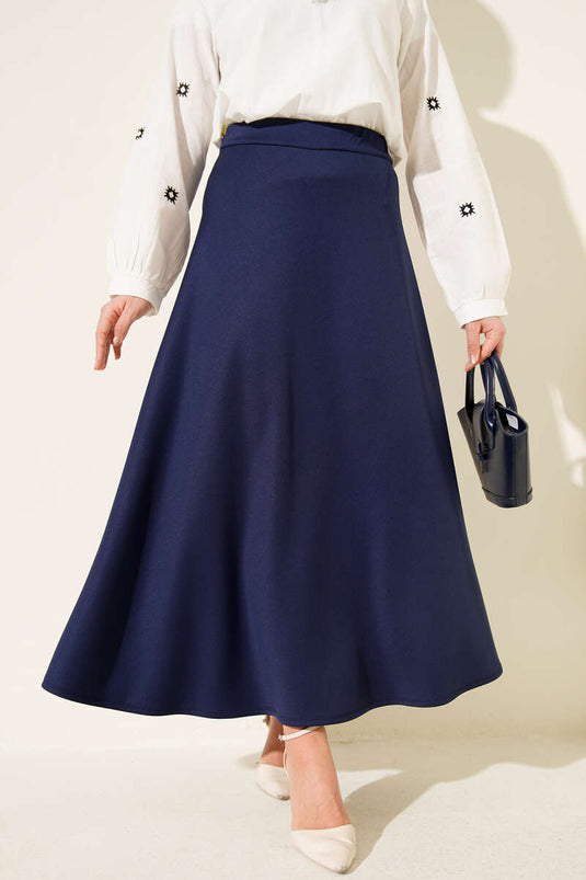 Gonna a campana a vita alta blu scuro