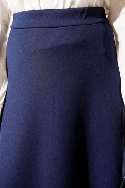 Gonna a campana a vita alta blu scuro