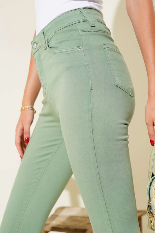 بنطال ضيق بخصر عالٍ، أخضر نعناعي
