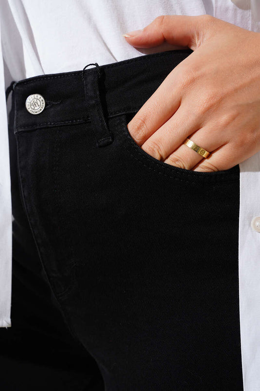 Uitlopende broek met hoge taille, gerookt