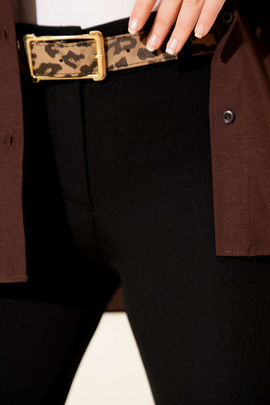 Yüksek Bel Kemerli Siyah Pantolon