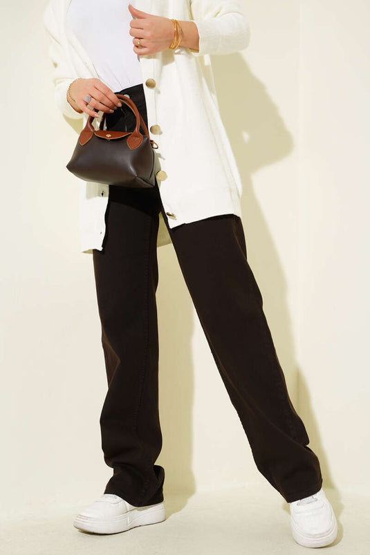 Yüksek Bel Palazzo Pantolon Kahve