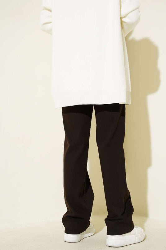 Yüksek Bel Palazzo Pantolon Kahve