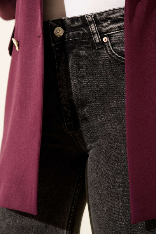 بنطال بالازو خصر عالي لون كركي داكن