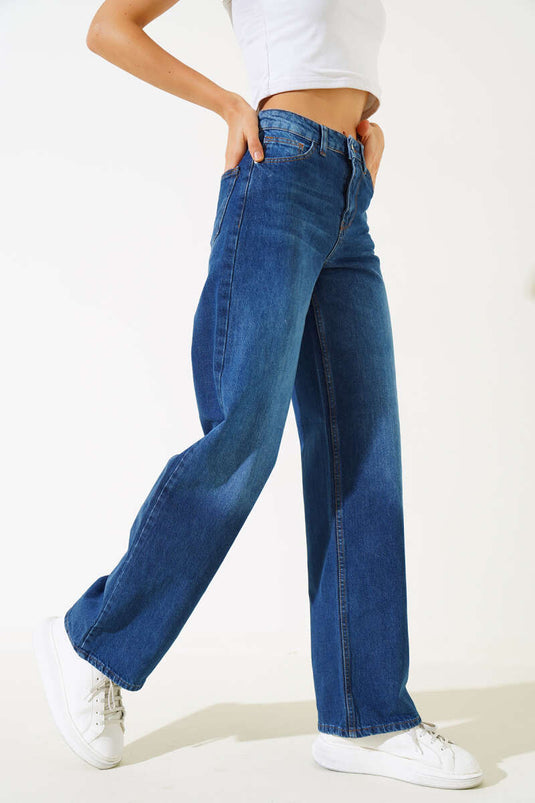 High Waist Palazzo Jeans Blue