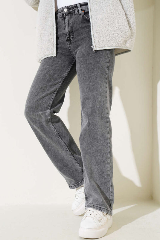 High Waist Palazzo Trousers Dark Grey